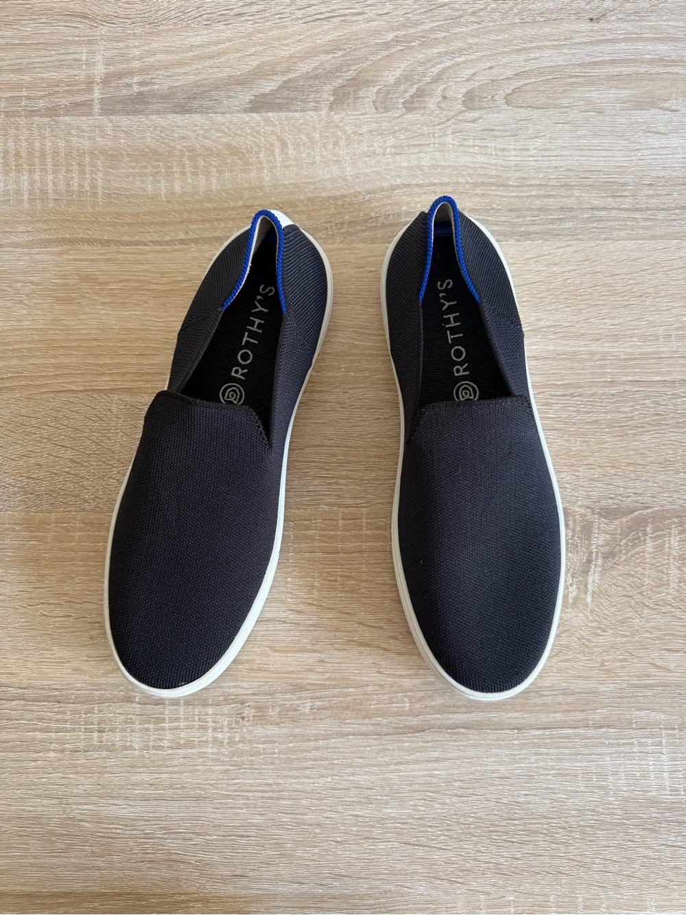 Rothy’s The Original Slip On Sneakers Black Knit Casual Comfort women’s Sz 9.5
